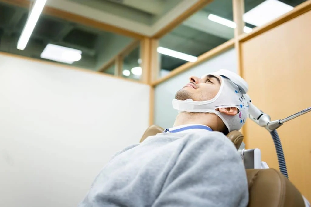 TMS brain stimulation therapy device used for depression treatment