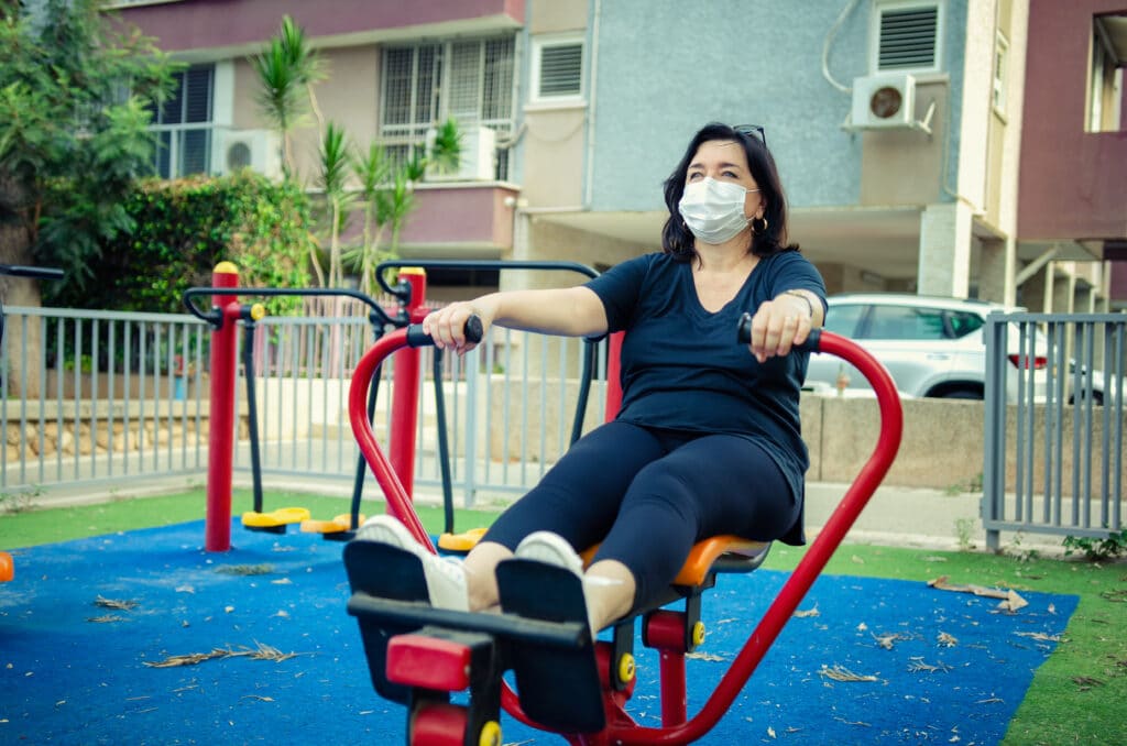 Person engaging in outdoor exercise as non-medication treatment for anxiety and depression