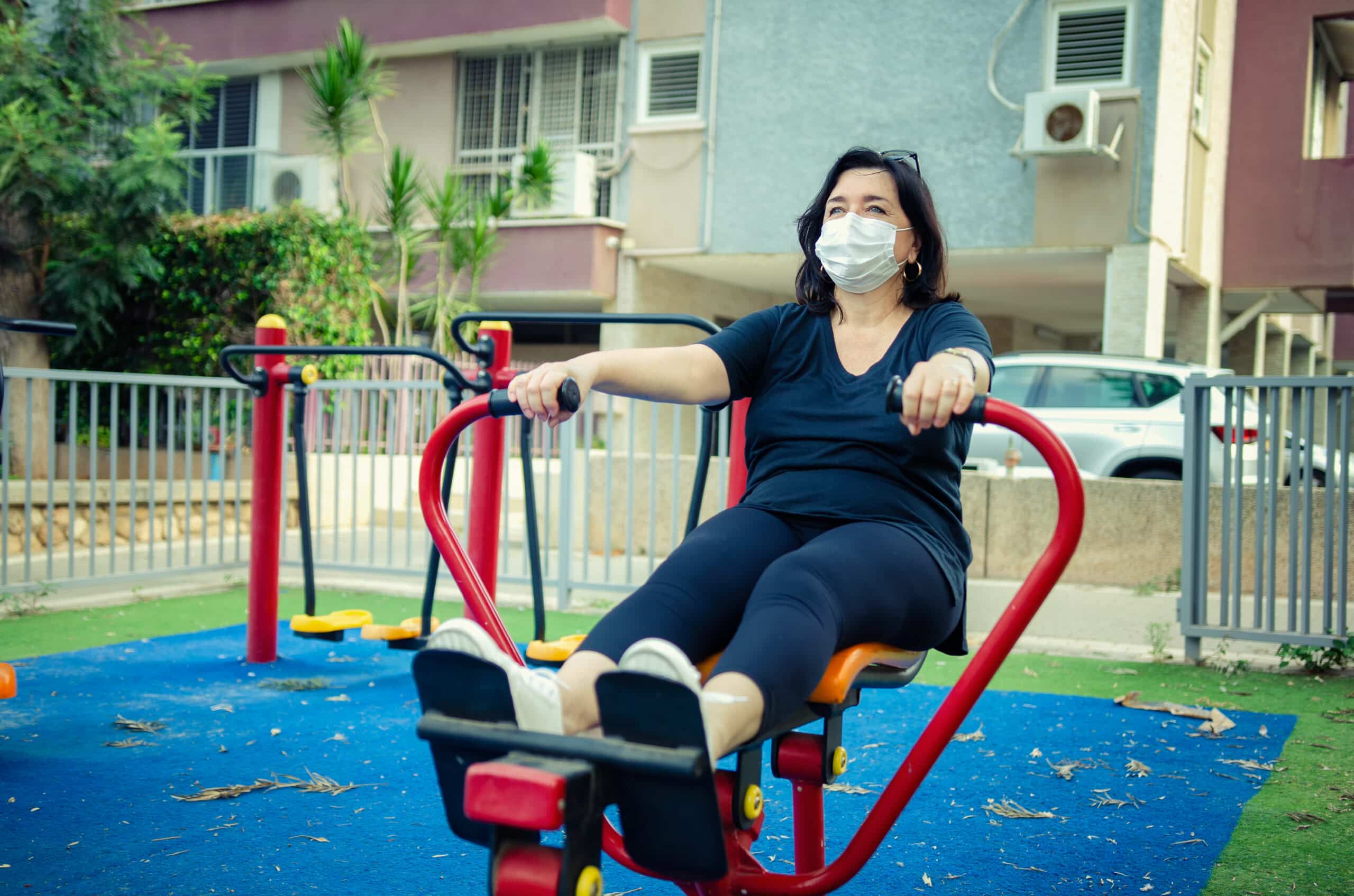 Person engaging in outdoor exercise as non-medication treatment for anxiety and depression